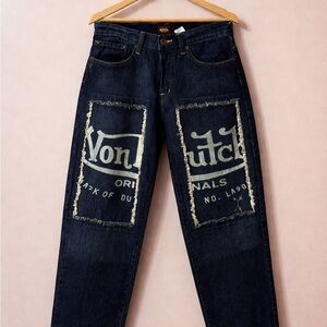 Von Dutch Jeans 30x28 Y2K Patch Logo Denim Dark Wash Streetwear Rare